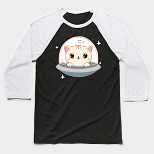 Cat in UFO Baseball T-Shirt